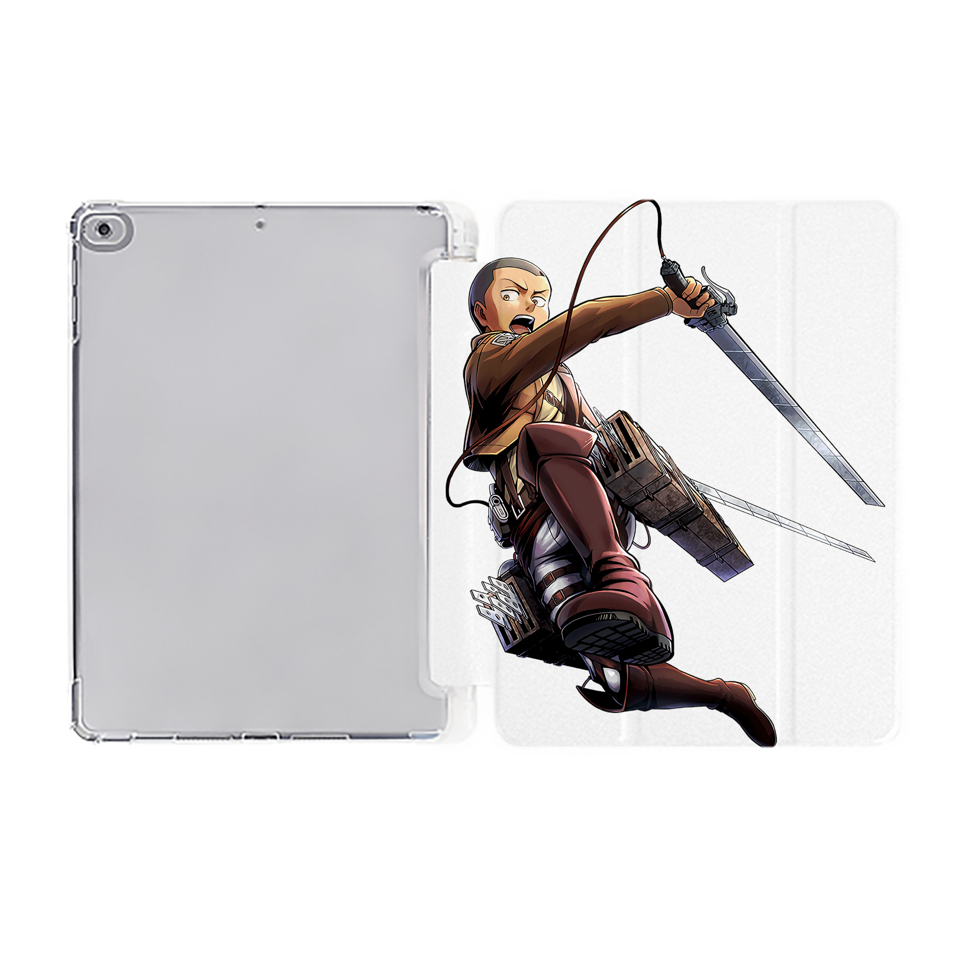 （画像用） 進撃の巨人 コニー·スプリンガー Attack on Titan Connie Springer IPad ケース ペン収納付き 三つ折りスタンド PUレザー×シリコン 対応機種9.5/10.5/10.9インチ